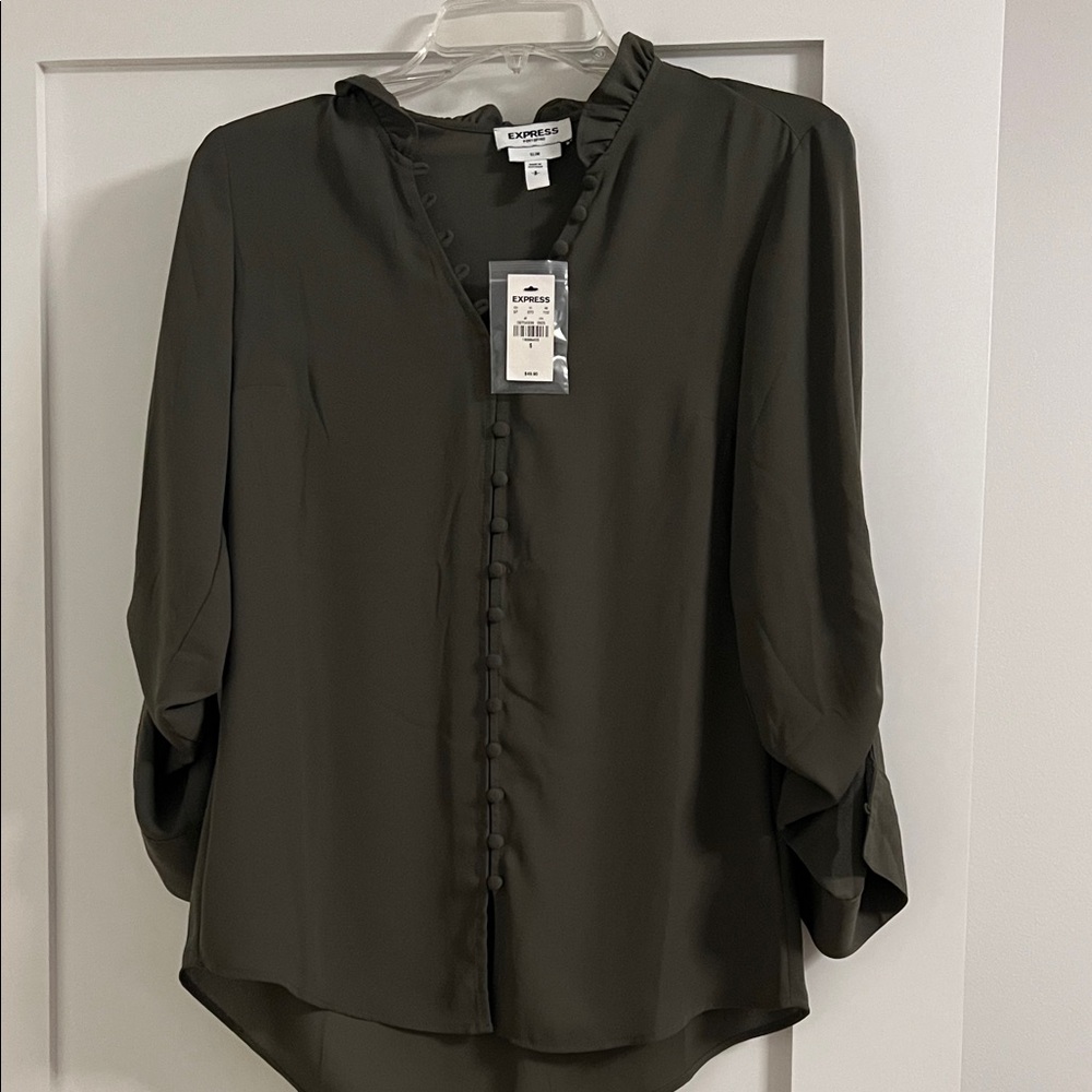 Express Women's Dark Green Blouse